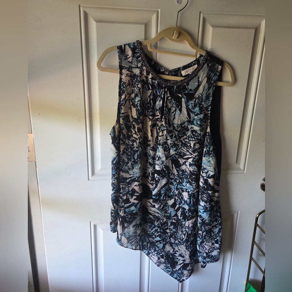 Jennifer Lopez Blue and Black Patterned Dress